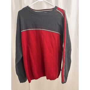 Arizona Jean Company Ribbed Gray and Red Mens Sweater, size LG